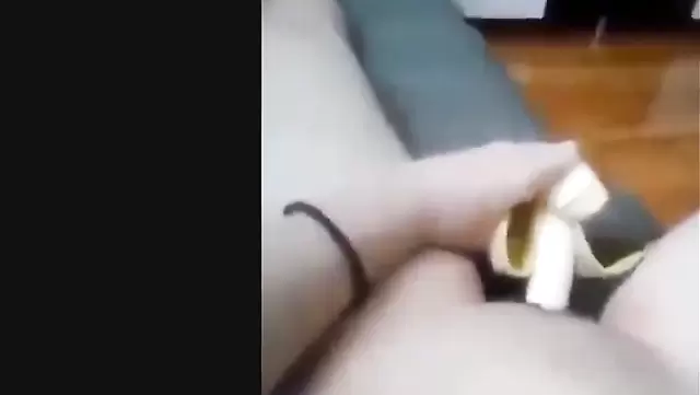 Horny Asian creampie with banana in the pussy